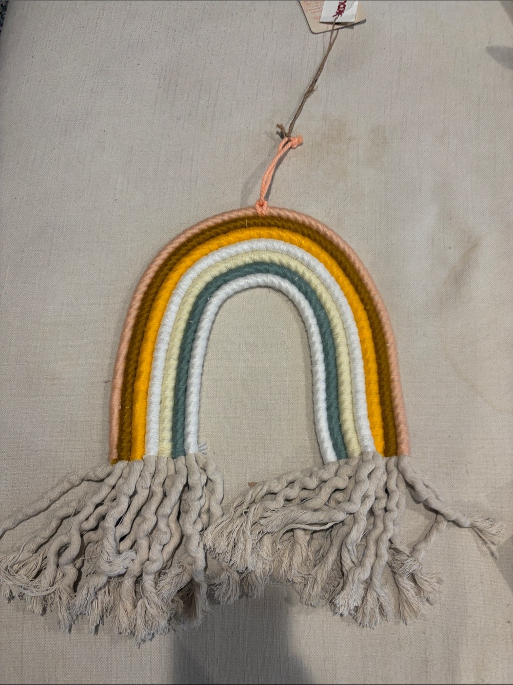 brand new macrame handcrafted hanging rainbow aesthetic neutral nwt